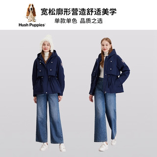 Hush Puppies暇步士女装2023冬学院风廓形休闲派克棉衣棉服女 196深蓝 XL