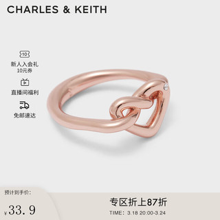 CHARLES&KEITHCK5-320300女士圈定系列半宝石饰爱心戒指 Rose Gold玫瑰金色