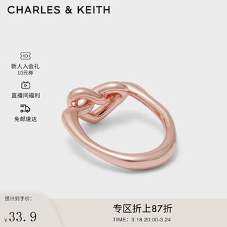 CHARLES&KEITHCK5-320300女士圈定系列半宝石饰爱心戒指 Rose Gold玫瑰金色