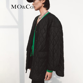 MO&Co. 摩安珂 秋季菱格纹宽松廓形工装风棉服外套MBB3COTT24 黑色-第2批 L/170