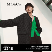 MO&Co.秋季菱格纹宽松廓形工装风棉服外套MBB3COTT24 黑色-第2批 S/160