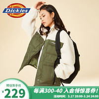 dickies女士秋冬多口袋拼接加厚外套 羊羔绒夹克 9518 军绿色 M