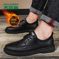 木林森（MULINSEN）男鞋商务休闲鞋软面软底加绒皮鞋  黑色 40码 2901-3 黑色(加绒)