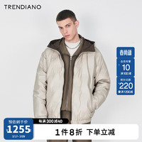 TRENDIANO 字母压花微阔连帽羽绒服外套男 浅杏880 L