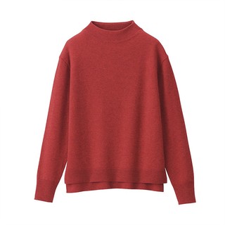 无印良品 MUJI 女式 牦牛绒混羊毛 高圆领毛衣 BAC22A1A 长袖针织衫 红色 XL