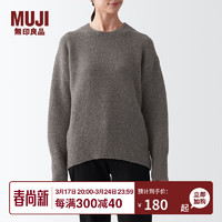 无印良品 MUJI 女式 BAL26A2A 圆领毛衣 长袖针织衫 深咖啡棕色 XXL