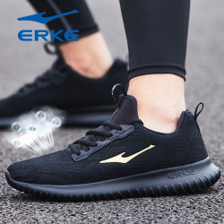 erke鸿星尔克运动鞋红星男鞋2024年春季新款飞织网面透气轻便减震休闲
