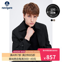 Navigare【易打理】意大利小帆船风衣男春季中长款外套男士工装大衣 黑色 XL