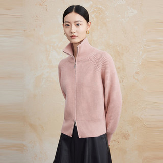 菲妮迪品牌羊毛衫简约气质纯羊毛半高领针织毛衣女 粉色 M