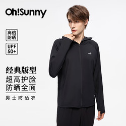 OhSunny 防晒衣男户外连帽轻薄透气骑行垂钓风衣 SMC5M144WT 暗夜黑 XL