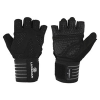 吕小军（LUXIAOJUN）半指手套运动护掌腕带加压器械训练护手掌防滑 黑色-G20手套-1对装 M