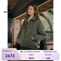 beanpole滨波 秋冬 纯色A字款棉服女简约干练通勤休闲易搭 卡其 160/84A