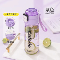 希乐（cille）水杯男女户外tritan塑料杯子便携高颜值大容量上学杯运动夏季水瓶 紫色【吸管/直饮】 620ml