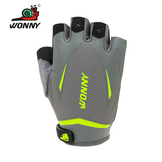WONNY 手套男女运动器械训练锻炼护腕单杠防滑耐磨半指护手掌 灰色 XL