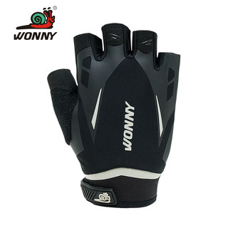 WONNY 手套男女运动器械训练锻炼护腕单杠防滑耐磨半指护手掌 黑色 XL