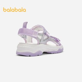 巴拉巴拉童鞋运动凉鞋儿童防滑鞋女童沙滩鞋2024夏透气魔术贴 紫色调00377 33码