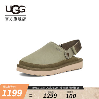 UGG 春季男士时尚舒适可调节束带平底魔术贴休闲包头凉鞋 1142172 SDC  | 四叶草绿色 40