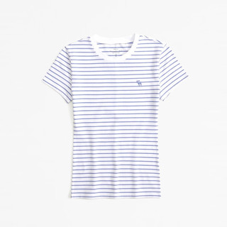 Abercrombie & Fitch 女装 24春夏小麋鹿圆领修身舒适T恤 358195-1 蓝色条纹 M (165/96A)