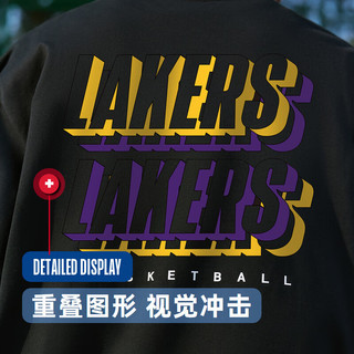 NBA 欢乐的运动系列-湖人队宽松T恤短袖男 夏季运动休闲圆领短袖上衣 洛杉矶湖人队/黑色 M