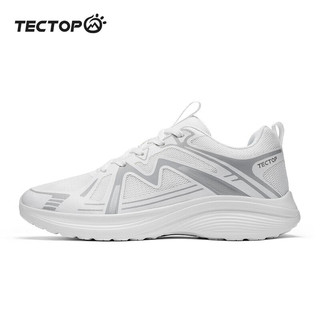 探拓（TECTOP）跑步鞋男款轻便透气跑鞋网面运动男鞋徒步鞋 男款纯净白/中国红 41