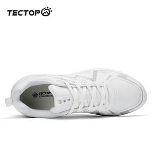 探拓（TECTOP）跑步鞋男款轻便透气跑鞋网面运动男鞋徒步鞋 男款纯净白/中国红 43