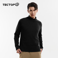 探拓（TECTOP）长袖T恤男秋季基础款内搭款打底衫宽松舒适透气男装 男款黑色 2XL