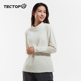 探拓（TECTOP）长袖T恤男秋季基础款内搭款打底衫宽松舒适透气男装 女款馥月白 L