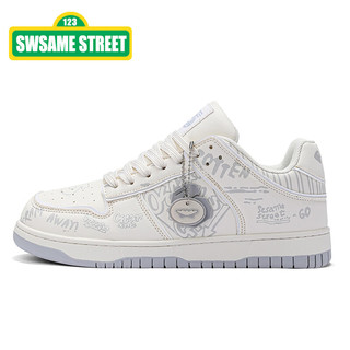 芝麻街联名Sesame Street 男鞋运动板鞋通勤新风格潮流休闲鞋 米白 40