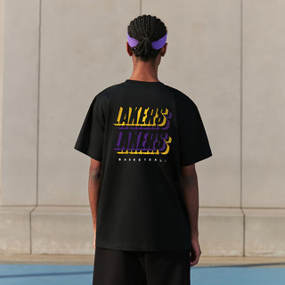 NBA 欢乐的运动系列-湖人队宽松T恤短袖男 夏季运动休闲圆领短袖上衣 洛杉矶湖人队/黑色 XL