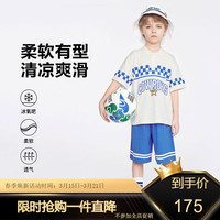 马骑顿 MQD男大童夏柔软有型亲肤爽滑易洗易打理翻领套装 本白 140cm