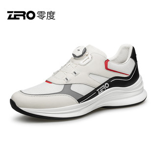 零度Zero男鞋2024年春夏轻便透气舒适旋钮拼接休闲鞋运动鞋子男 白色 38