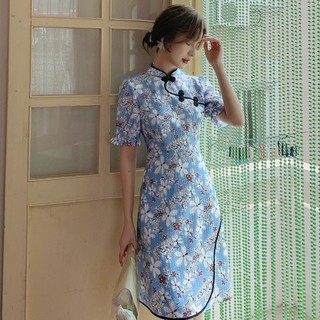 JK&JS 新中式旗袍年轻款少女夏季民国风小个子优雅改良版连衣裙