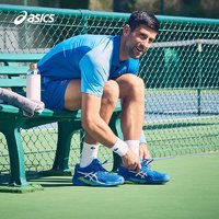 ASICS 亚瑟士 网球鞋男鞋网面稳定舒适透气运动鞋 COURT FF 3 NOVAK 蓝色/白色 39.5