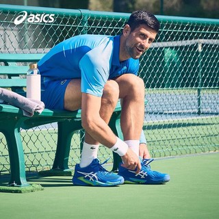 ASICS 亚瑟士 网球鞋男鞋网面稳定舒适透气运动鞋 COURT FF 3 NOVAK 蓝色/白色 39.5