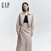 Gap 盖璞 女装春季2024新款LOGO纯色口袋短款翻领防风夹克外套431560