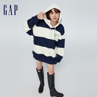 Gap 盖璞 男女装春季2024新款撞色条纹连帽卫衣休闲情侣装上衣885518