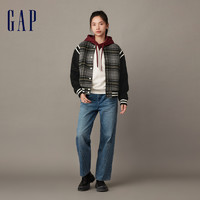 Gap 盖璞 女装冬季新款徽标LOGO羊毛混纺学院风棒球服宽松外套841024