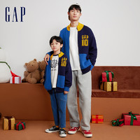 Gap 盖璞 男女装春秋LOGO撞色立领舒适毛衣高级宽松针织衫开衫842017