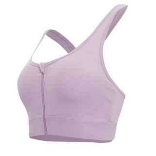 范斯蒂克 运动内衣女前置拉链聚拢防下垂透气跑步防震瑜伽文胸 浅紫色 FBF201199 M