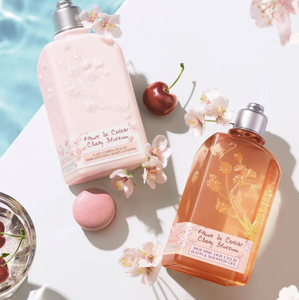春焕新loccitane欧舒丹甜蜜樱花沐浴套装嗜喱250ml白樱润肤露250ml手