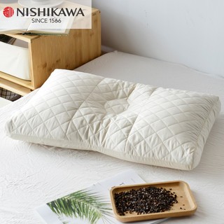 西川（NISHIKAWA）日本颈椎支撑枕头分区可调高度荞麦壳枕芯 低枕-米白色(高约7cm) 60x40cm