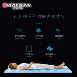 西川（NISHIKAWA）WAVE床垫可折叠可水洗榻榻米家用释压支撑腰部床垫子 100cm*200*6cm