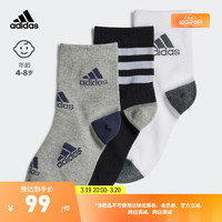 adidas 阿迪达斯 舒适短筒袜子男儿童阿迪达斯官方轻运动HN5736 黑色/白/中麻灰 KXXL