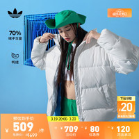 adidas 阿迪达斯 三叶草女装宽松短款加厚保暖鸭绒羽绒服HB8609 汉玉白 34(参考身高:164~167CM)