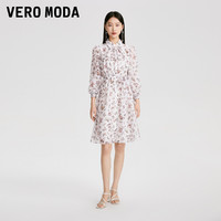 VERO MODA 连衣裙2023夏季新款优雅甜美蝴蝶印花七分袖衬衫裙子