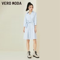 VERO MODA 连衣裙2023夏季新款优雅气质时尚复古V领收腰A摆衬衫裙