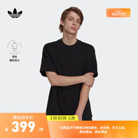 adidas 阿迪达斯 简约宽松运动上衣圆领短袖T恤男装阿迪达斯官方三叶草 黑色 S