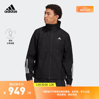 adidas 阿迪达斯 户外风抗风透湿防水连帽夹克外套男装阿迪达斯官方轻运动 黑色 A/L