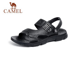 CAMEL 骆驼 凉鞋男士夏季真牛皮凉鞋爸爸两用软底防滑男 A822211852-1 黑色 39