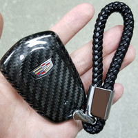 迪加伦 碳纤维 凯迪拉克新ATS-L钥匙套 CT6 XT5 XTS钥匙包 汽车钥匙扣男士女 黑色碳纤维钥匙壳+凯迪拉克车标织钥匙绳扣 凯迪拉克专车 改装